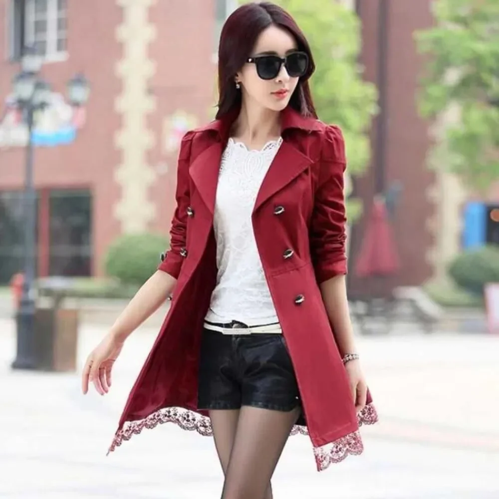 Coquette Dark Red Double Breasted Coat - Picture 2 of 6